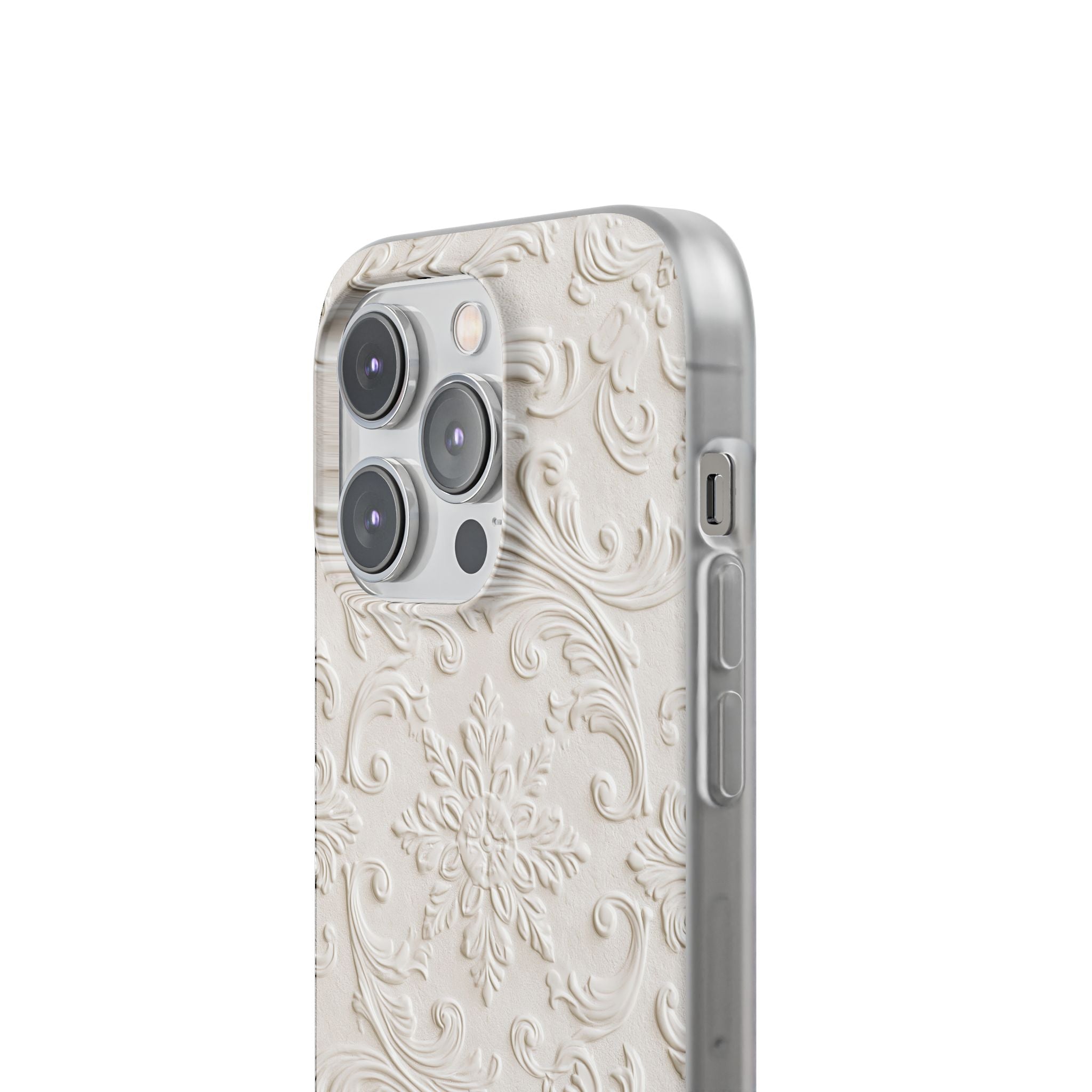White Lite Phone Case for iPhone - Alabaster Floral Relief