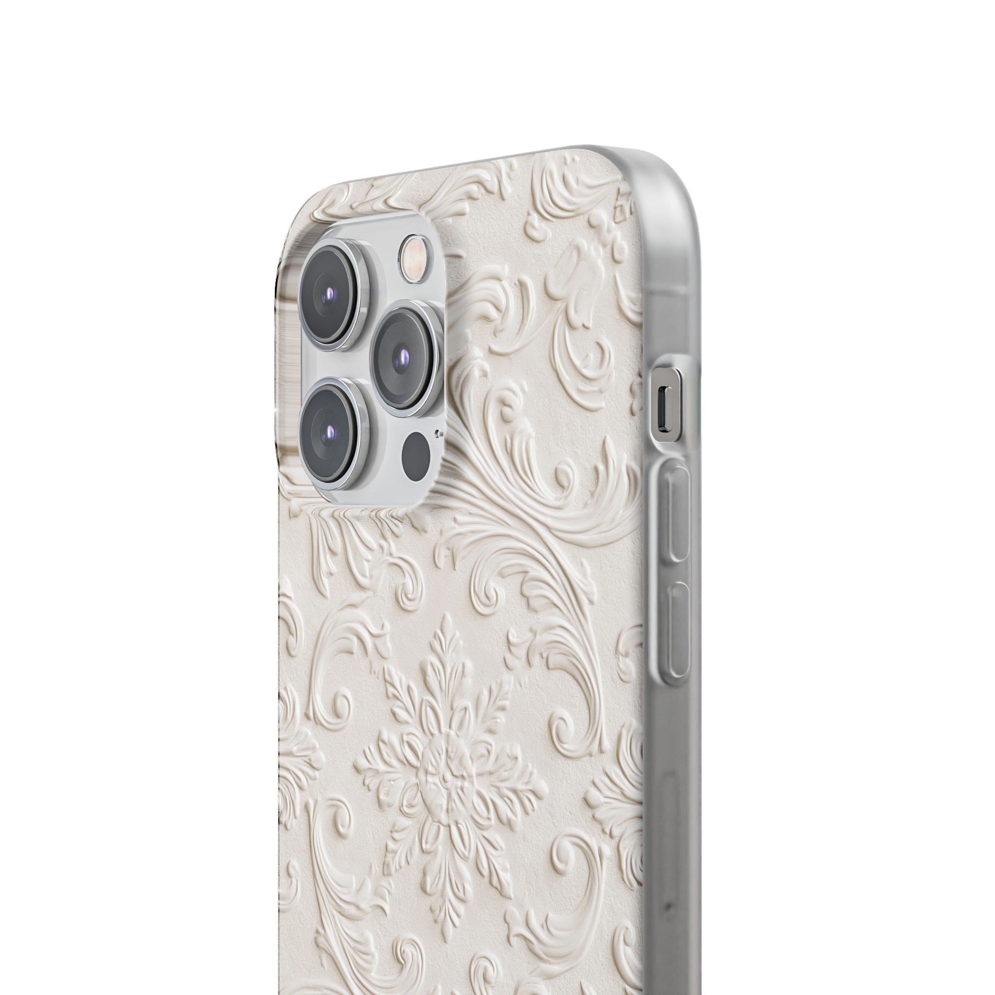 White Lite Phone Case for iPhone - Alabaster Floral Relief