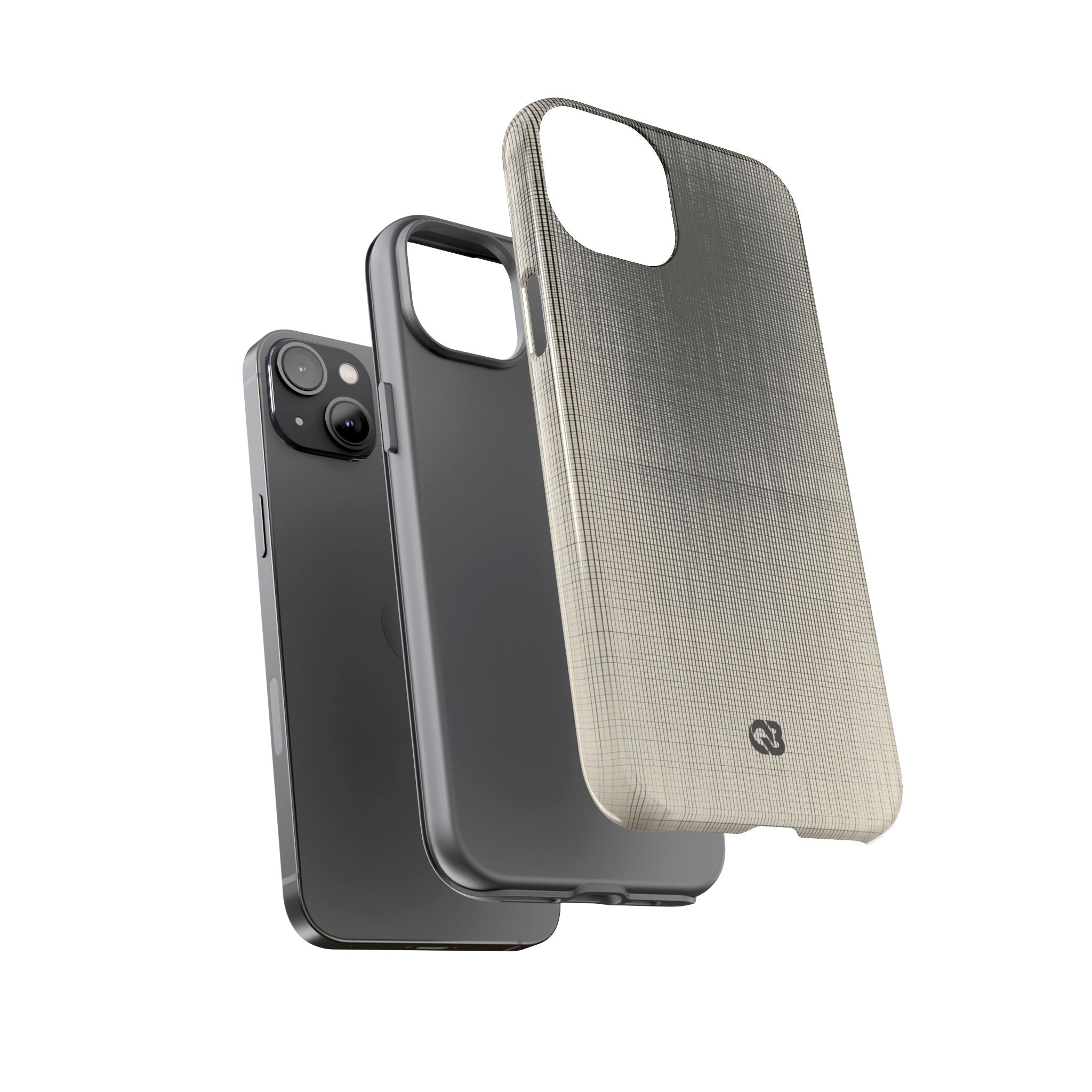 Beige Tough Phone Case for iPhone - Carbon Screen Grid