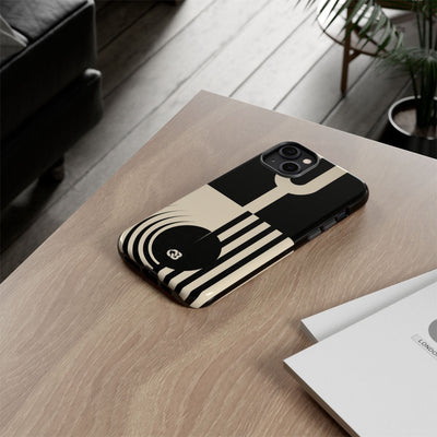 Black Tough Phone Case for iPhone - Ivory Signal Grid