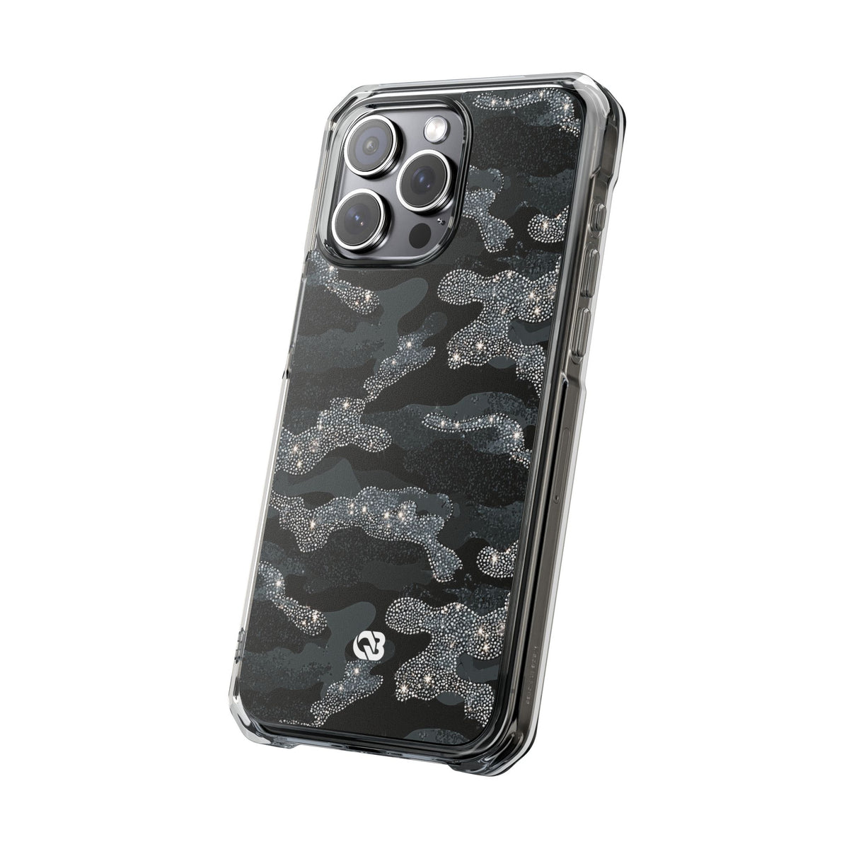 Glitter Shadow Camo · Clear Impact Magnetic Phone Case for iPhone · Black
