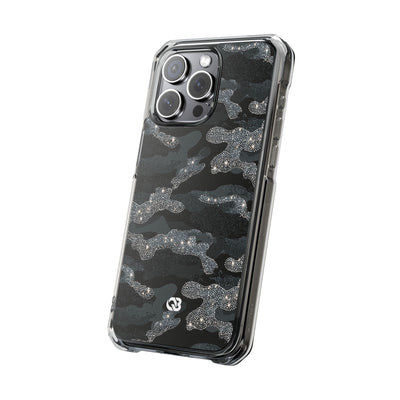 Glitter Shadow Camo · Clear Impact Magnetic Phone Case for iPhone · Black