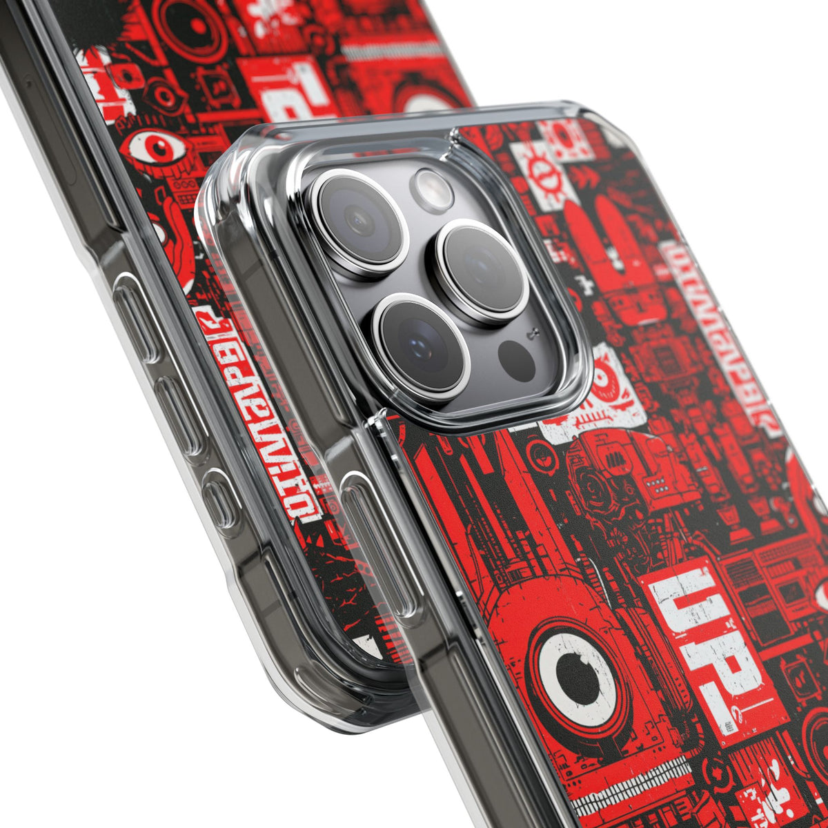 Neo Mecha Collage · Clear Impact Magnetic Phone Case for iPhone · Red