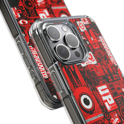 Neo Mecha Collage · Clear Impact Magnetic Phone Case for iPhone · Red
