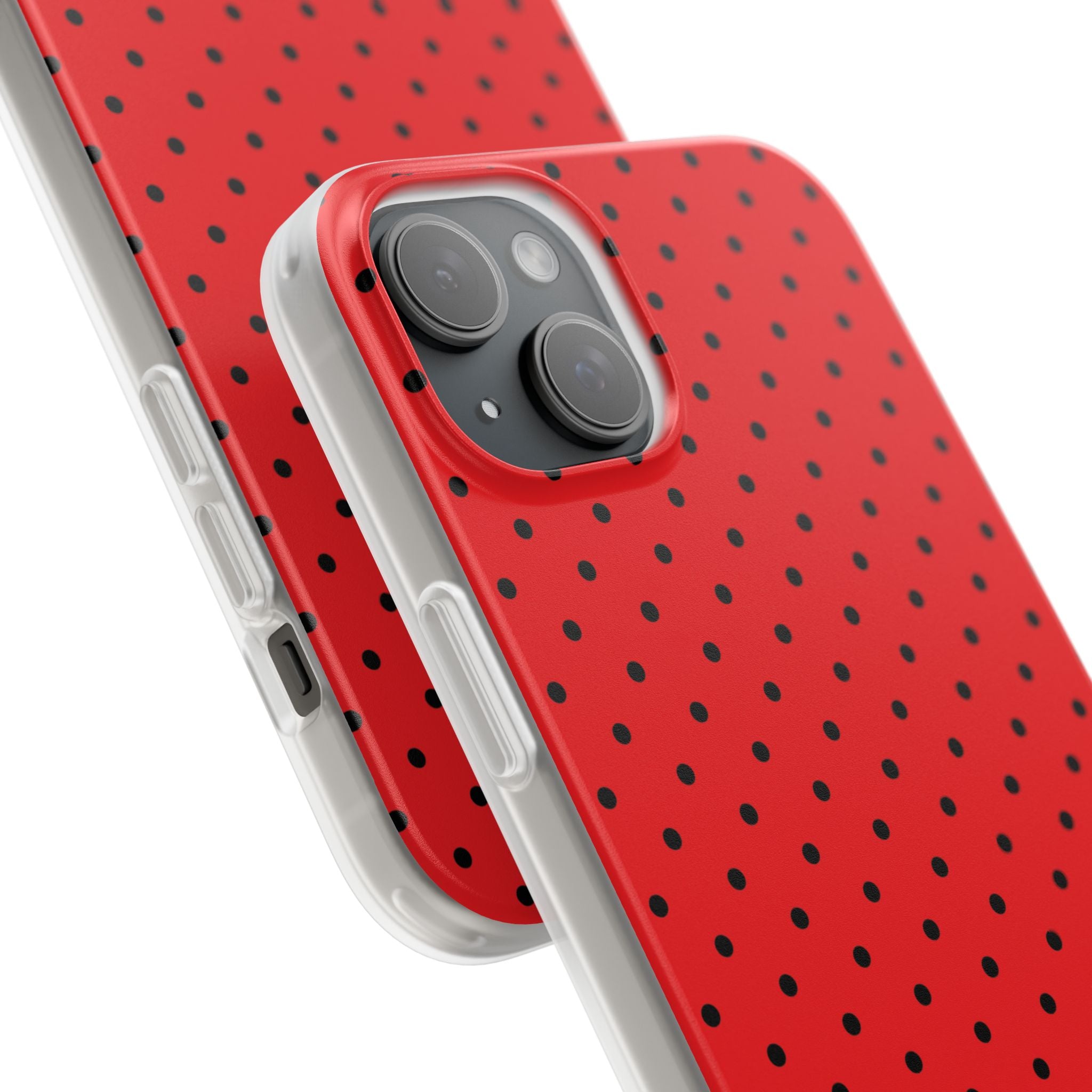 Crimson Dot Matrix iPhone 15 Plus Cover - Blød
