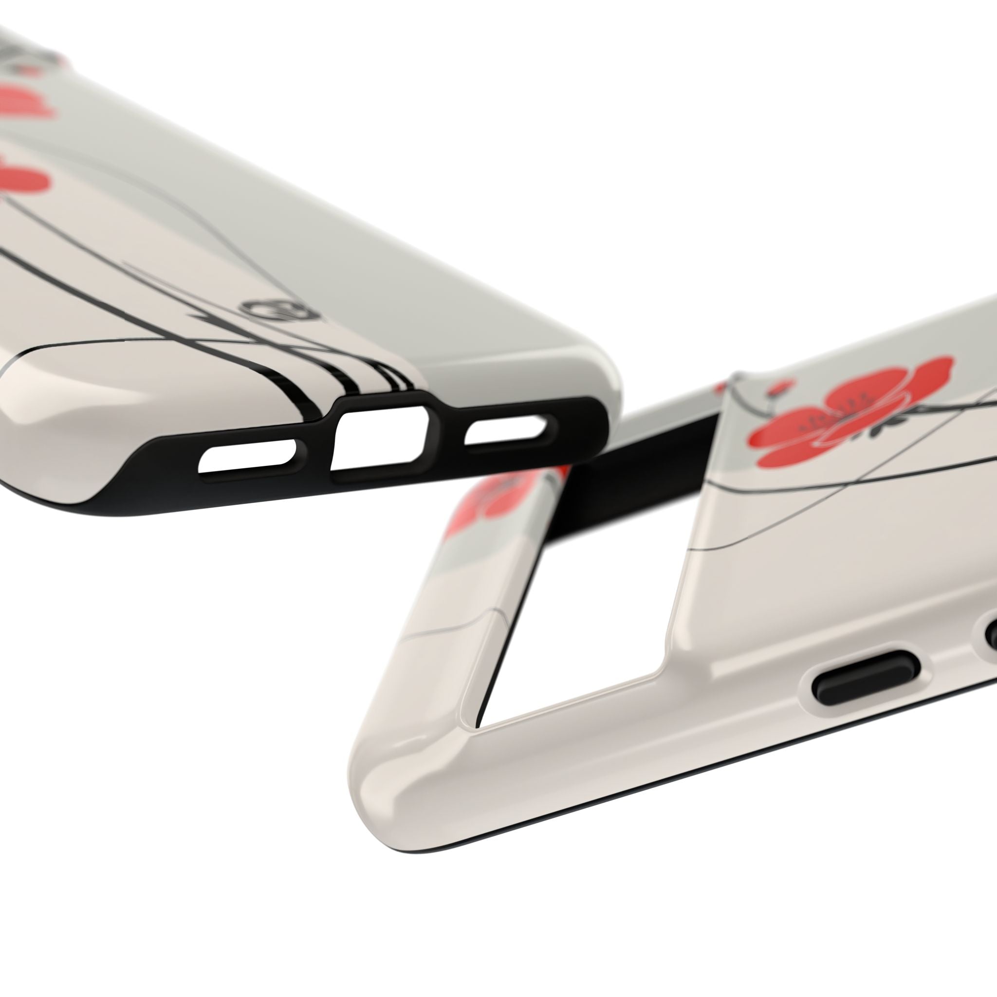 Beige Tough Phone Case for Google Pixel - Scarlet Ink Petals