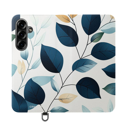Navy Leaf Veins - Samsung S25+ Case - Wallet
