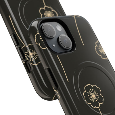 Black Tough 2.0 Magsafe Phone Case for iPhone - Obsidian Sand Petals