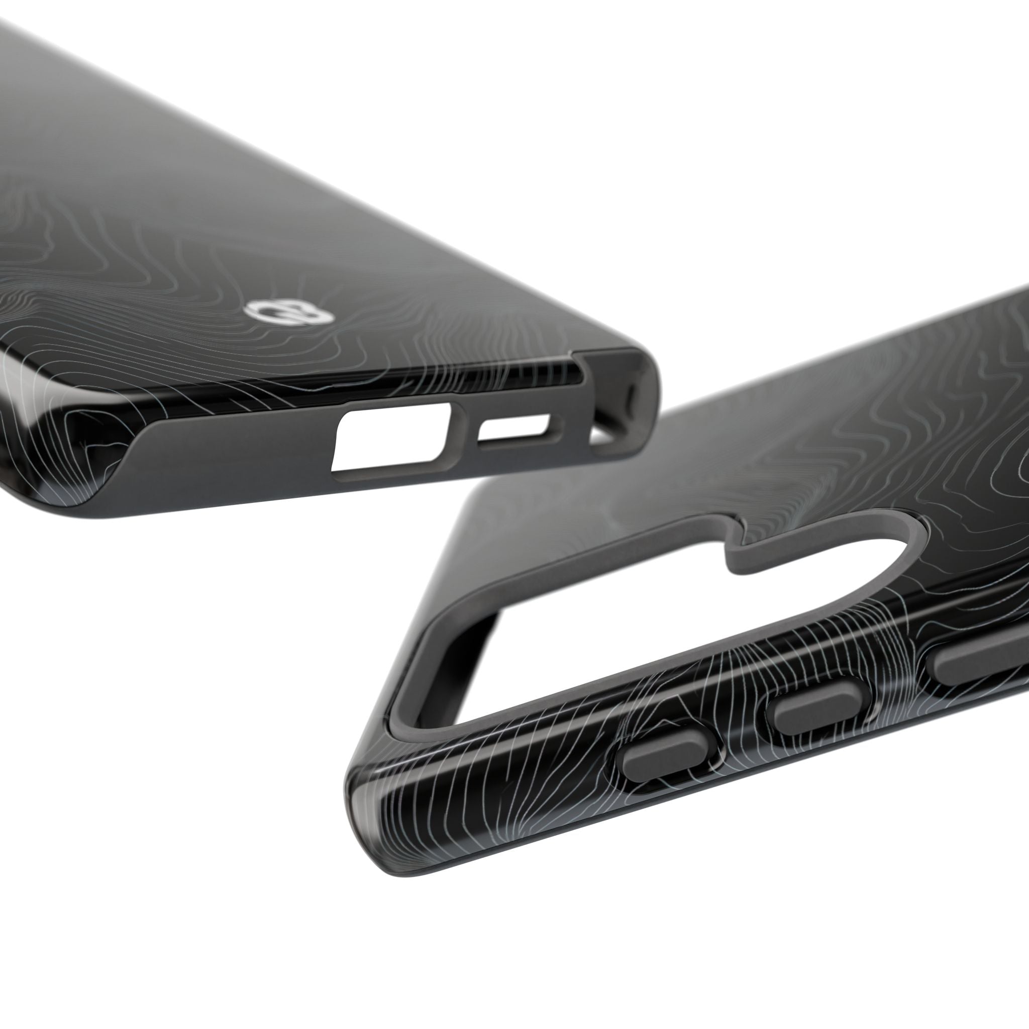 Black Tough Phone Case for Samsung - Obsidian Topo Wireframe