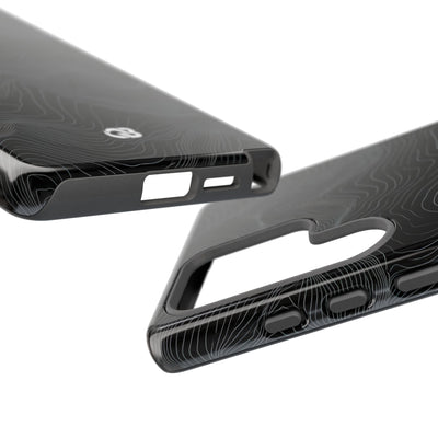Black Tough Phone Case for Samsung - Obsidian Topo Wireframe