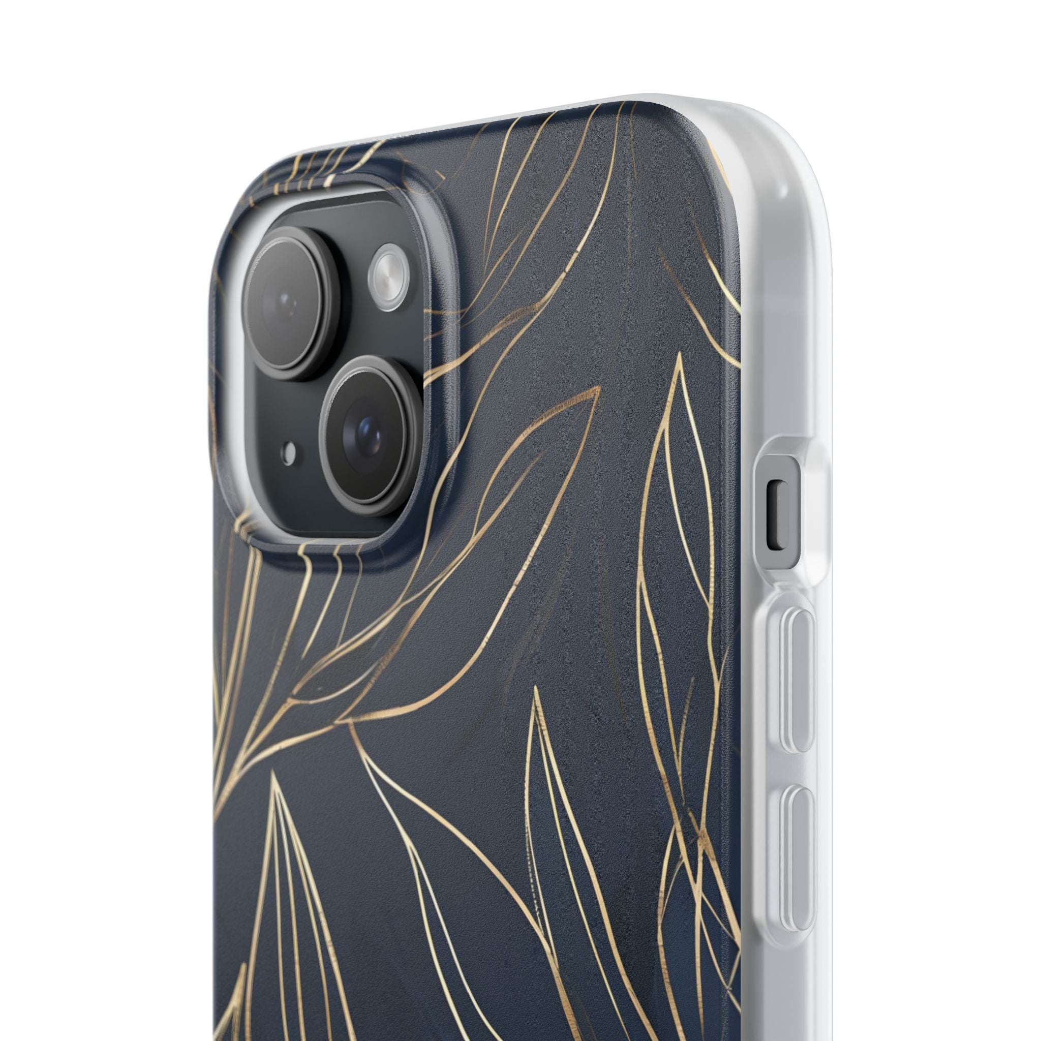 Gilded Navy Foliage · Soft Phone Case for iPhone