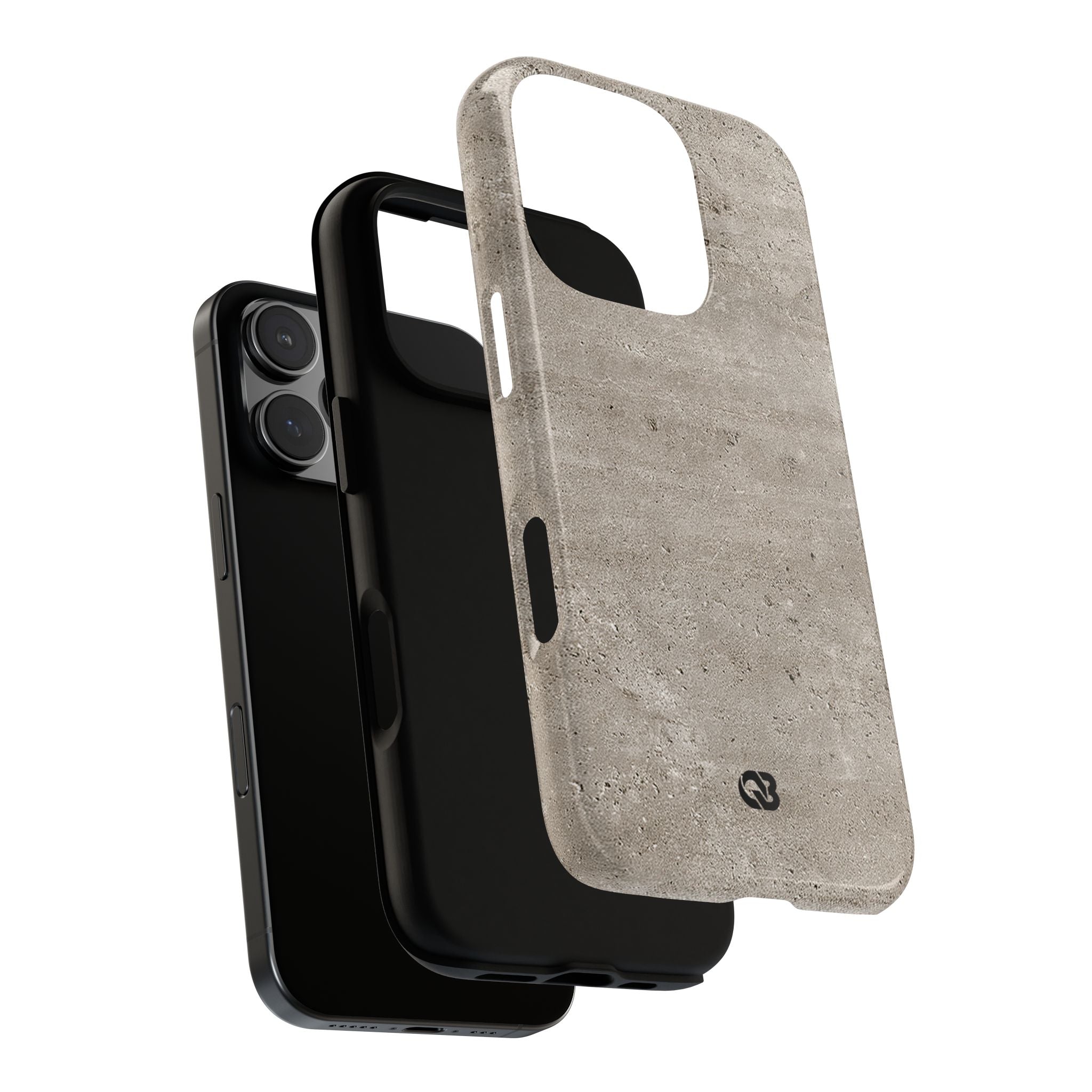 Grey Tough Phone Case for iPhone - Brutalist Stone Grit