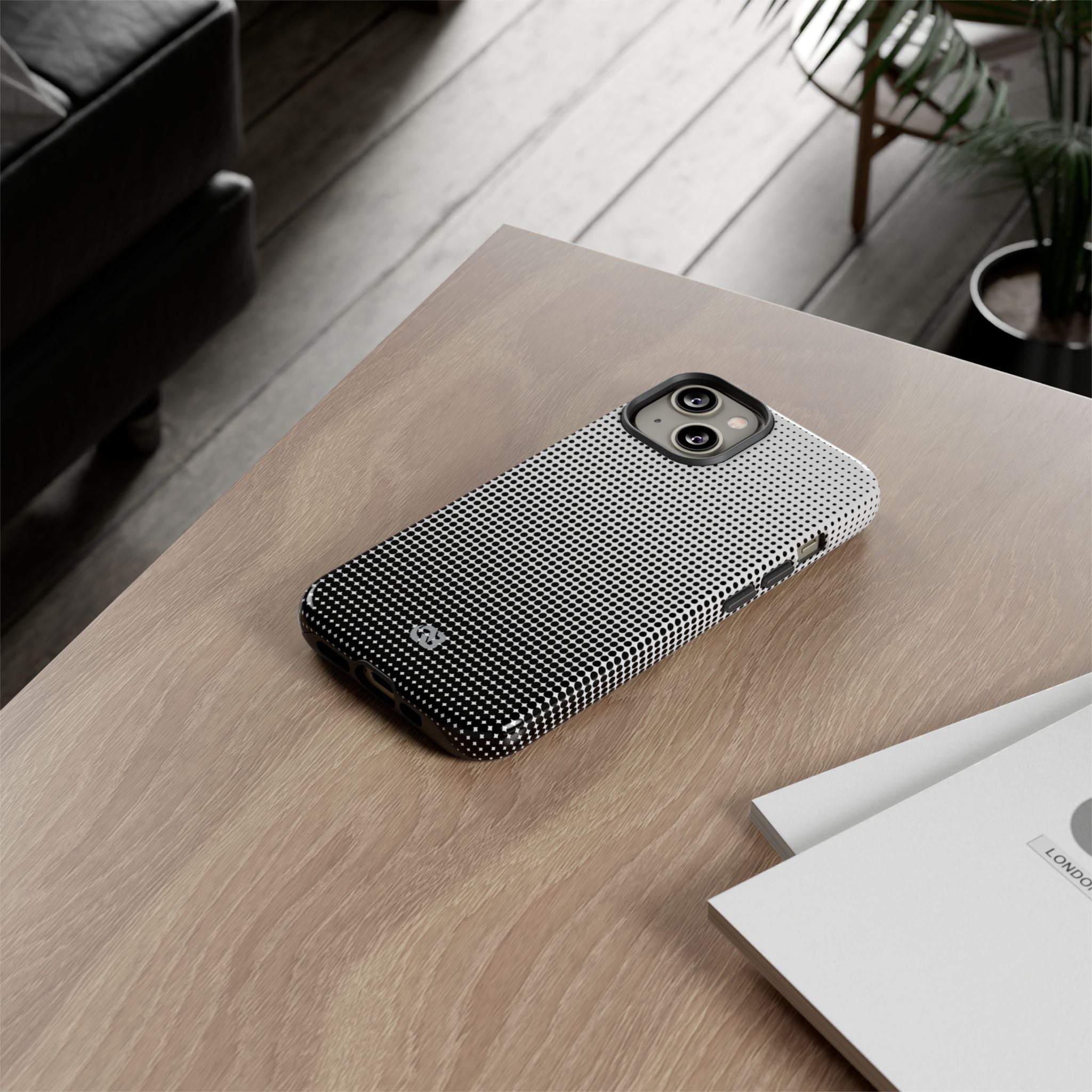 Black Tough Phone Case for iPhone - Obsidian Halftone Flux