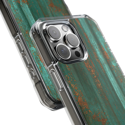 Teal Impact MagSafe Phone Case for iPhone - Verdigris Copper Siding
