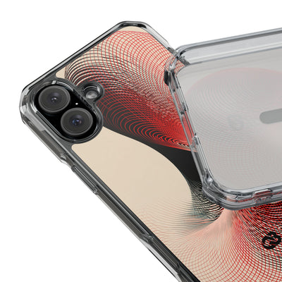 Red Impact MagSafe Phone Case for iPhone - Crimson Grid Vortex
