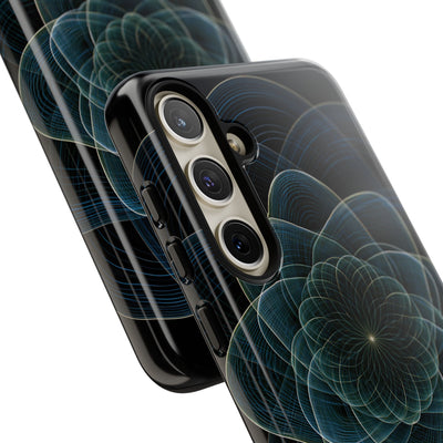 Blue Tough Phone Case for Samsung - Celestial Wireframe Bloom