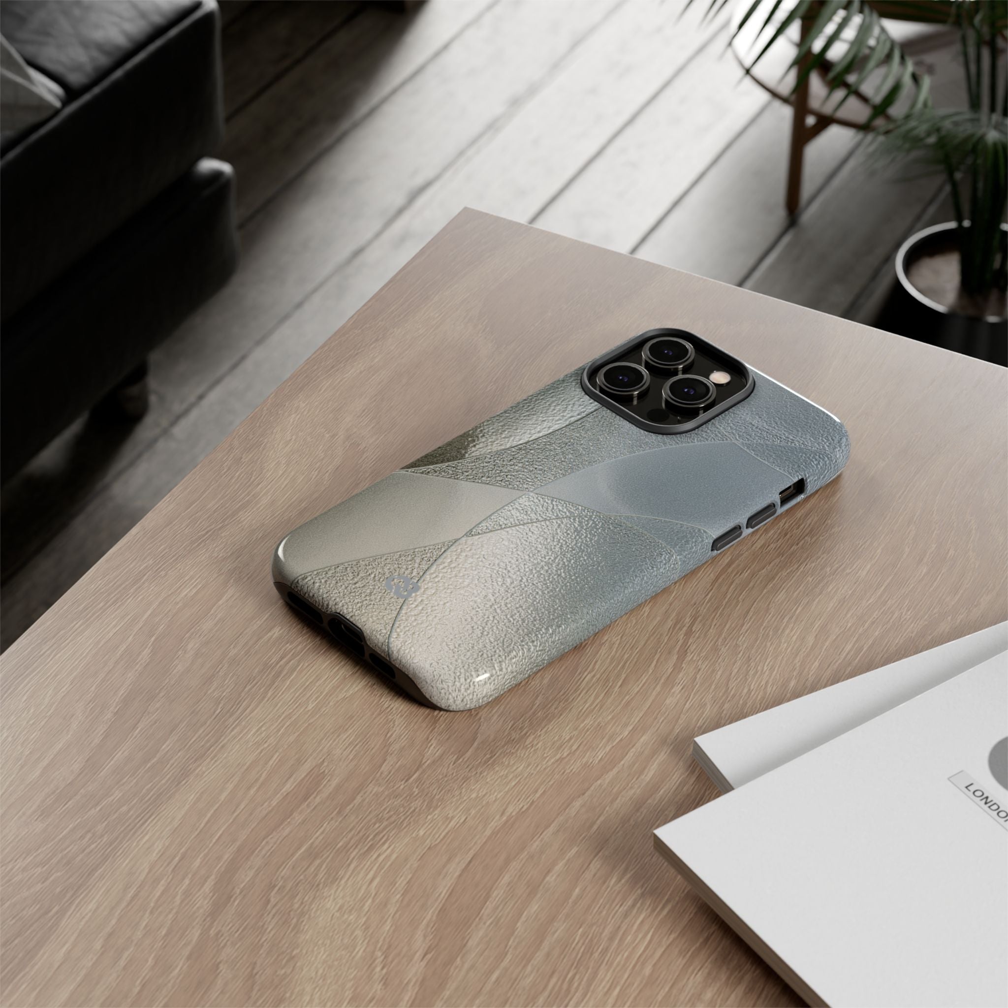 Silver Tough Phone Case for iPhone - Frosted Silver Mosaic
