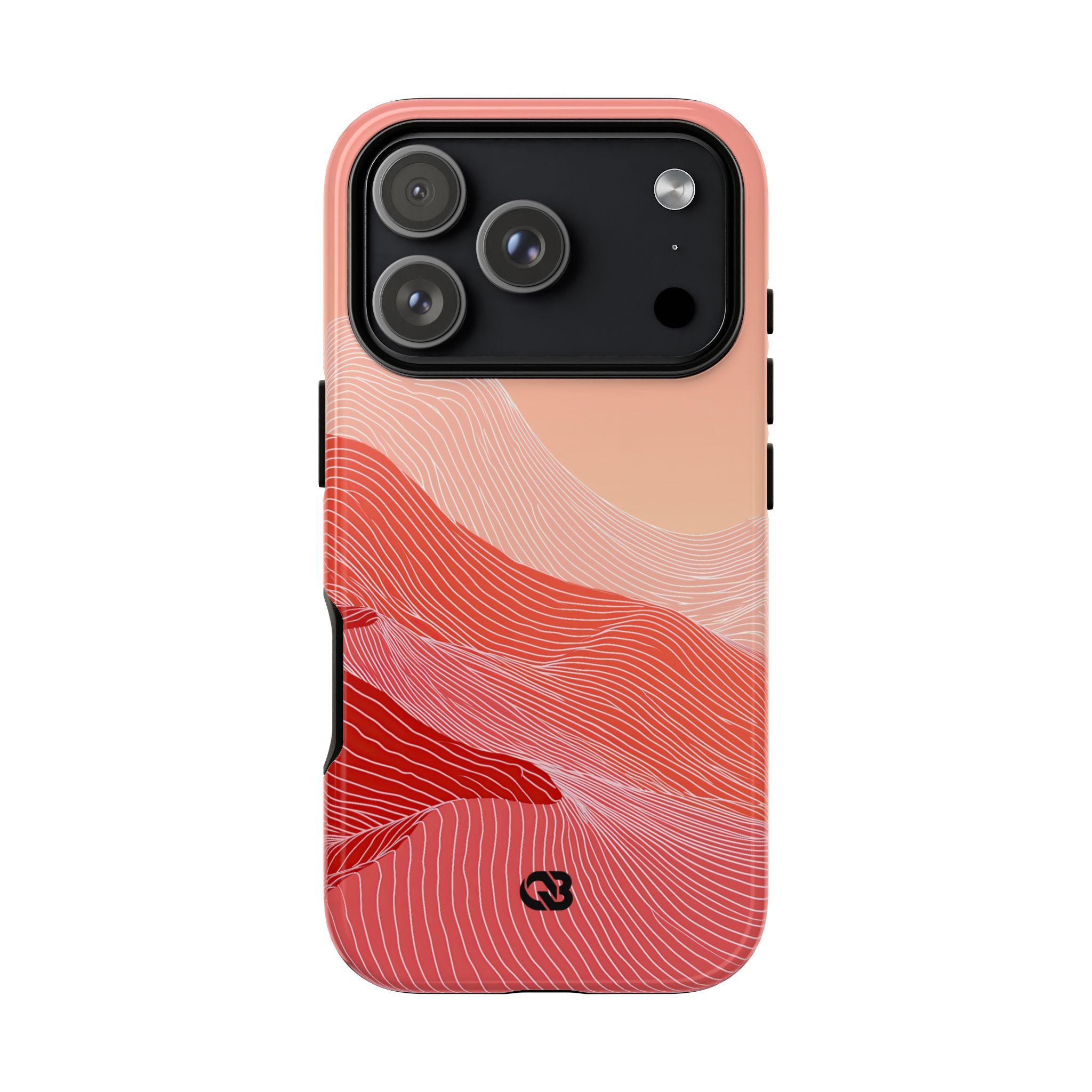 Red Tough Phone Case for iPhone - Crimson Ridge Contour