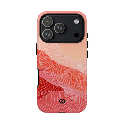 Red Tough Phone Case for iPhone - Crimson Ridge Contour