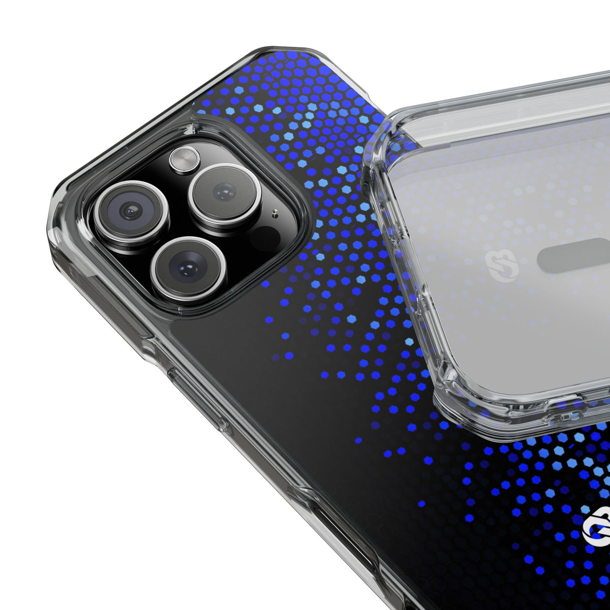 Cobalt Hex Dispersion · Clear Impact Magnetic Phone Case for iPhone · Blue