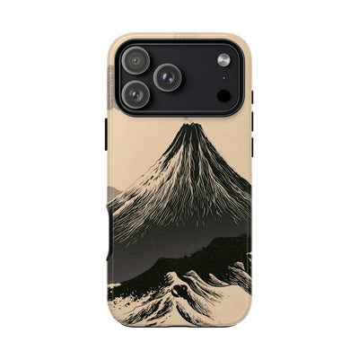 Beige Tough Phone Case for iPhone - Obsidian Ink Summit