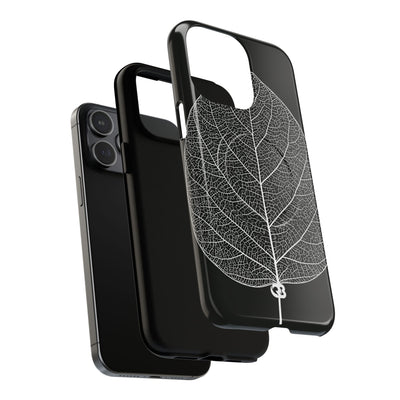 Black Tough 2.0 Magsafe Phone Case for iPhone - Bleached Leaf Lattice