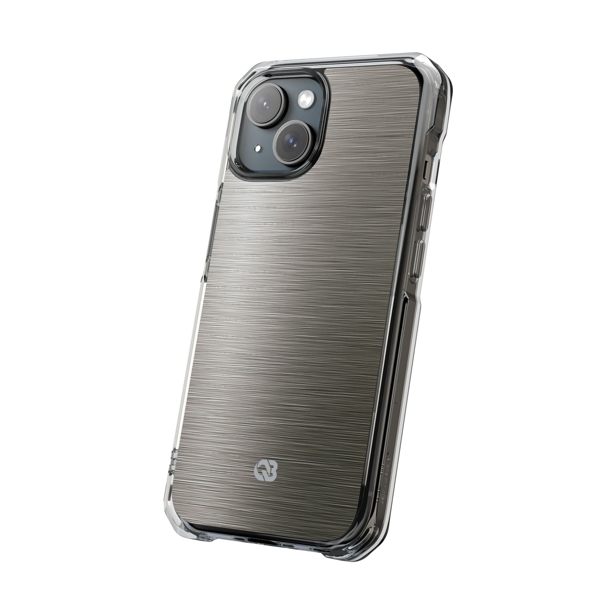 Grey Impact MagSafe Phone Case for iPhone - Brushed Industrial Steel