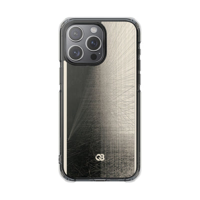 Beige Impact MagSafe Phone Case for iPhone - Brutalist Graphite Grid