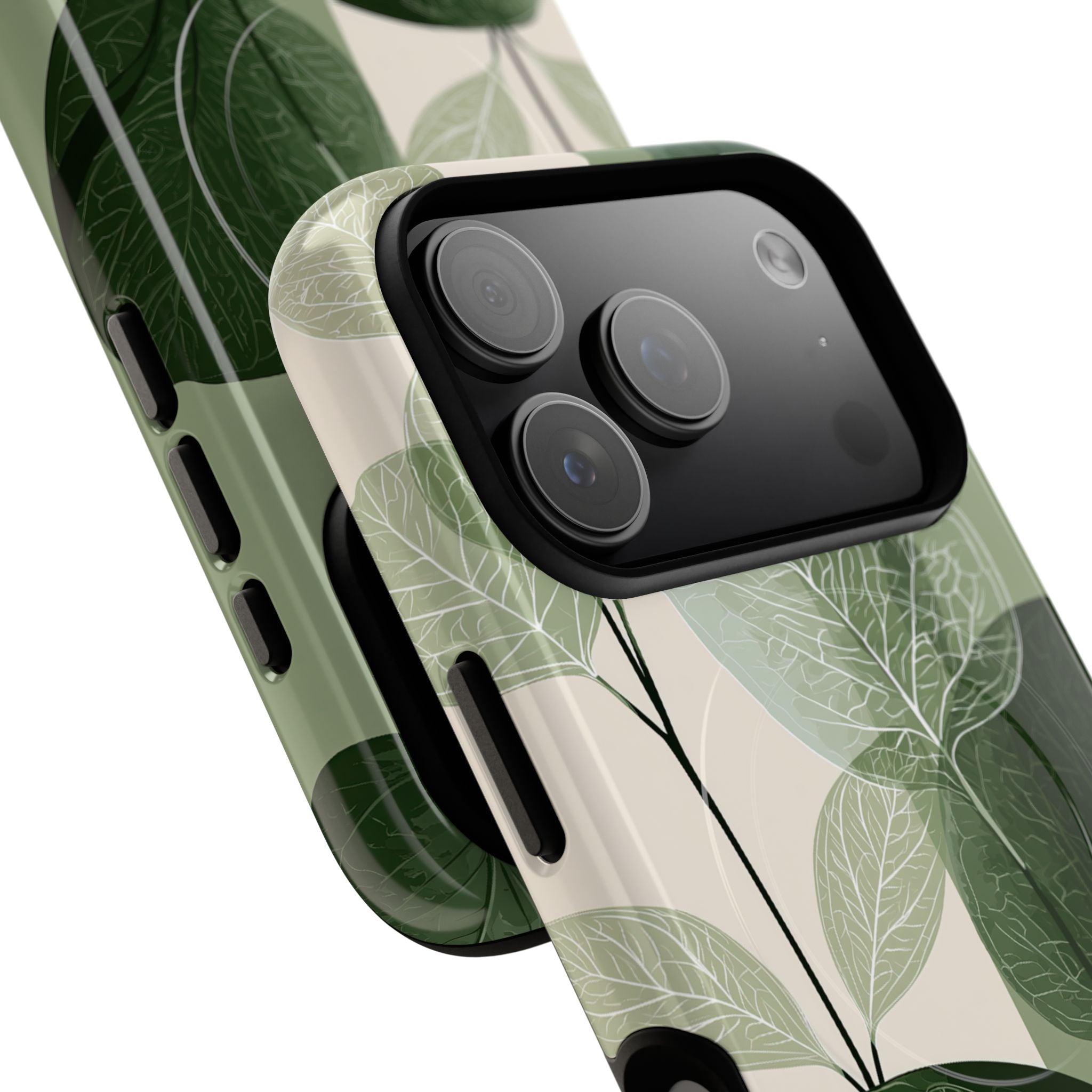 Green Tough 2.0 Magsafe Phone Case for iPhone - Sage Leaf Skeletals
