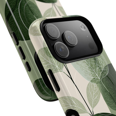 Green Tough 2.0 Magsafe Phone Case for iPhone - Sage Leaf Skeletals