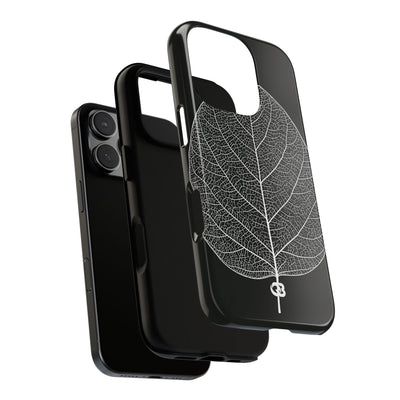 Black Tough Phone Case for iPhone - Bleached Leaf Lattice
