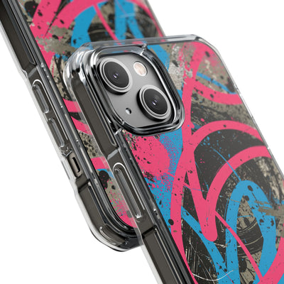 Cyber Splatter Flow · Clear Impact Magnetic Phone Case for iPhone · Pink
