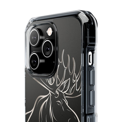 Nordic Moose Contour · Clear Impact Magnetic Phone Case for iPhone · Black