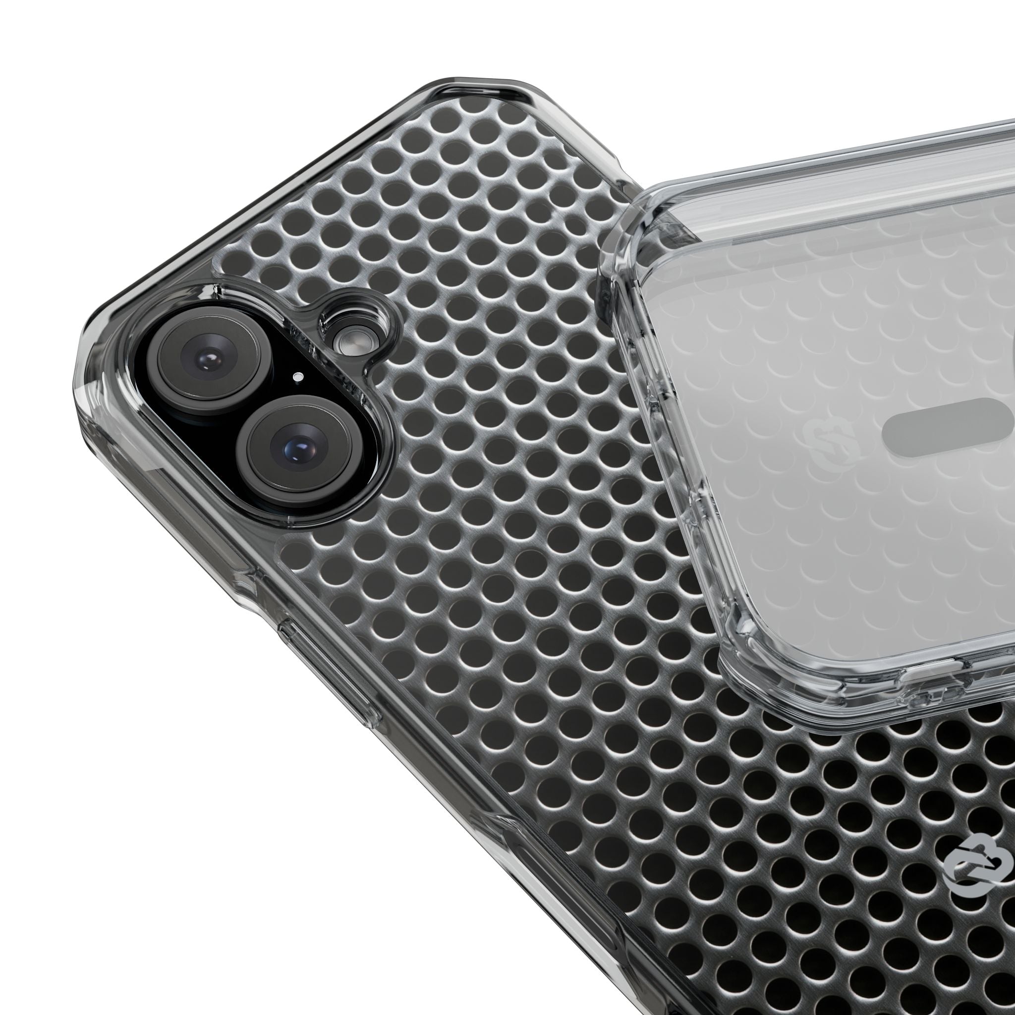 Silver Impact MagSafe Phone Case for iPhone - Brutalist Steel Mesh