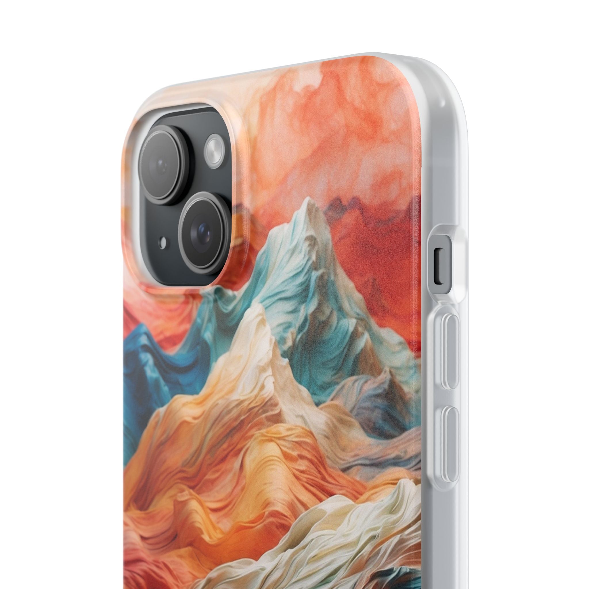Fabric Peaks Cream iPhone 15 Plus Skal - Mjuk