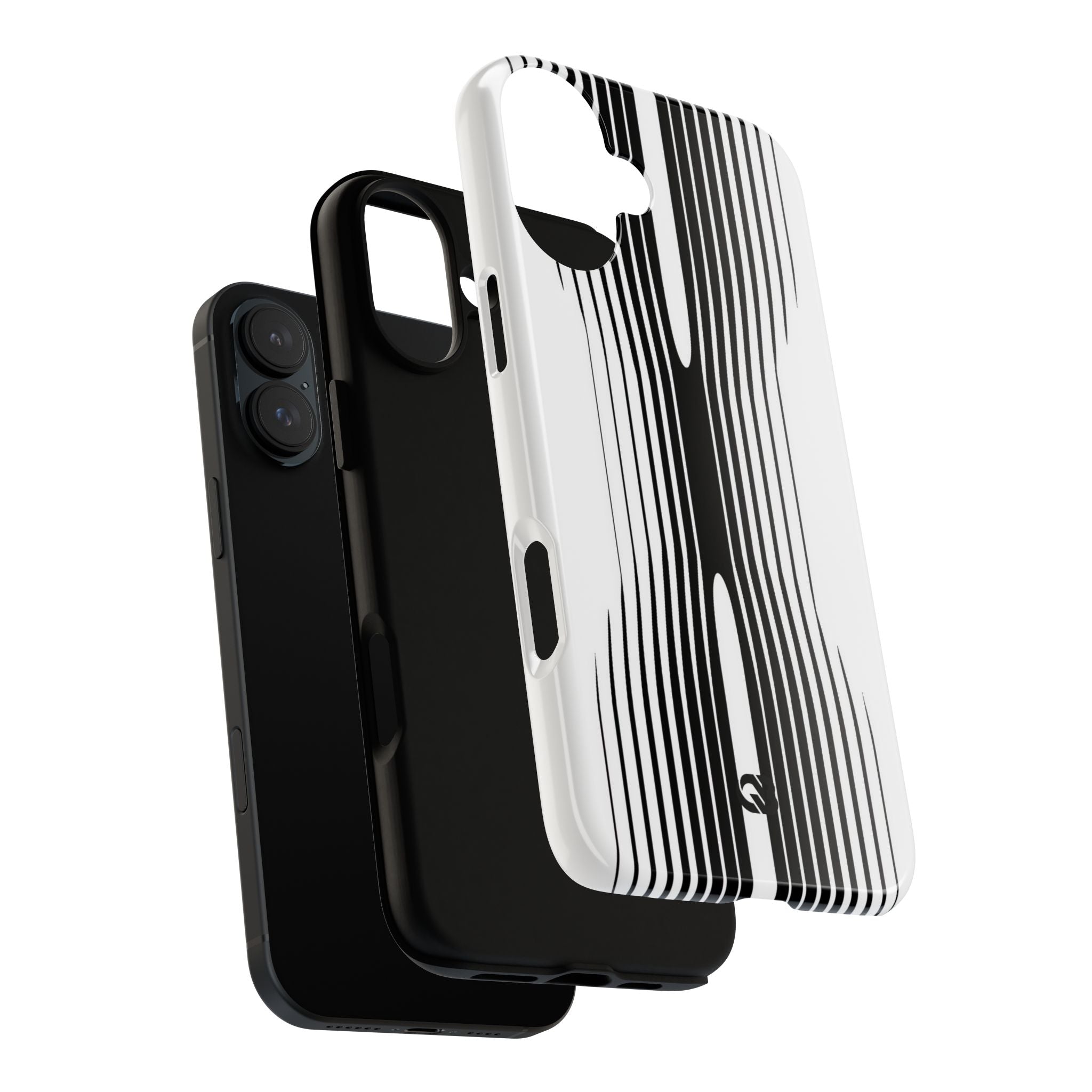 White Tough Phone Case for iPhone - Kinetic Mono Distortion