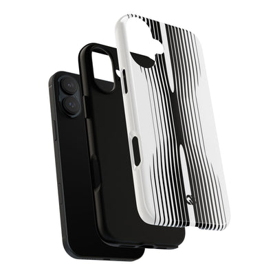 White Tough Phone Case for iPhone - Kinetic Mono Distortion