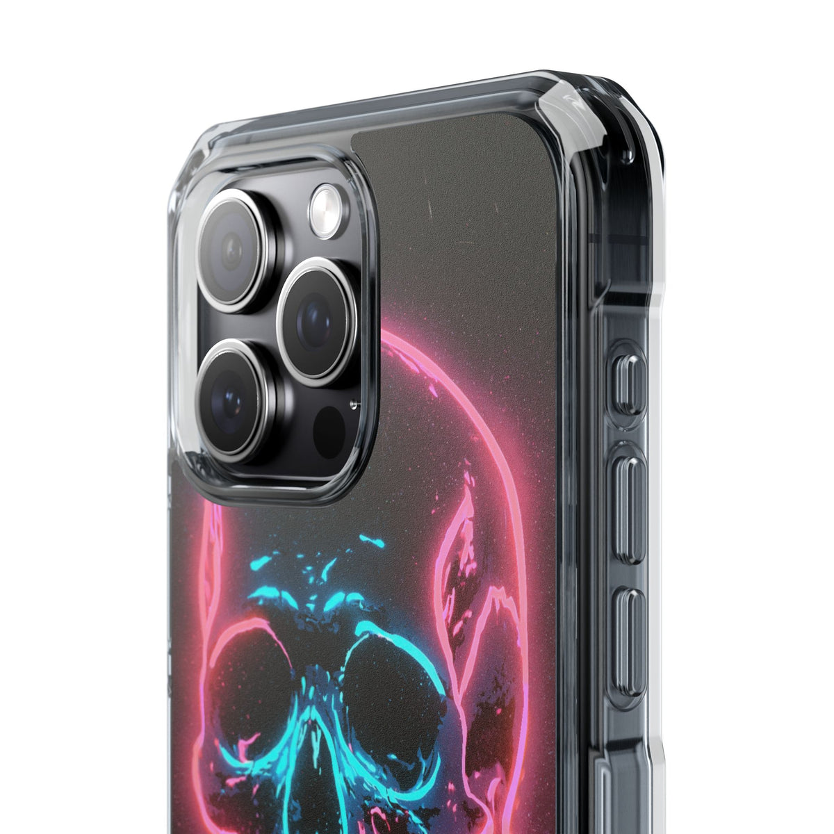 Neon Drip Skull · Clear Impact Magnetic Phone Case for iPhone · Black