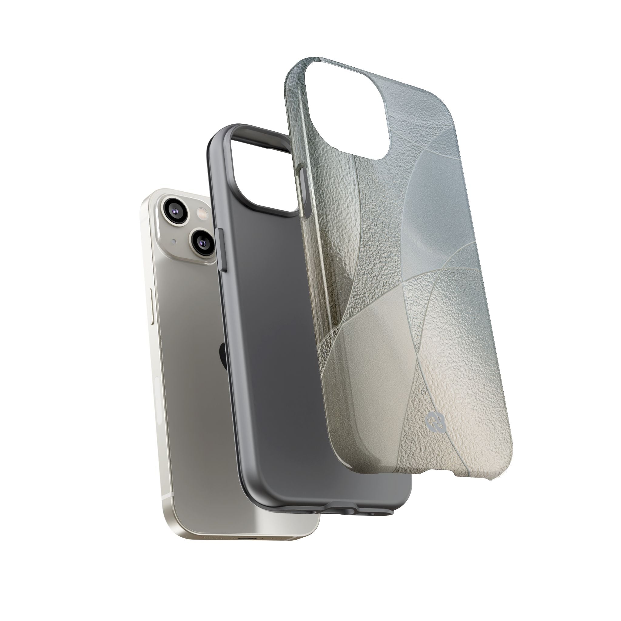 Silver Tough Phone Case for iPhone - Frosted Silver Mosaic