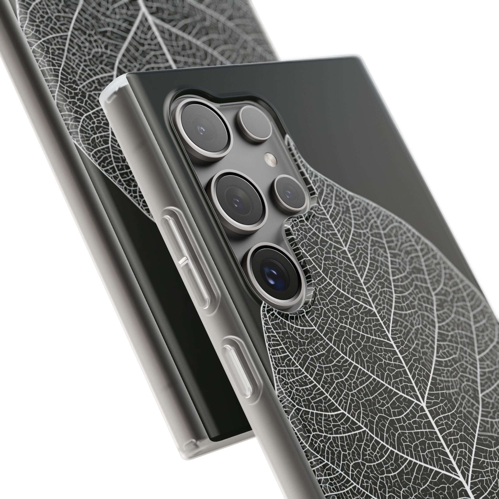 Black Lite Phone Case for Samsung - Bleached Leaf Lattice