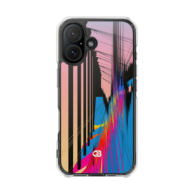 Blue Impact MagSafe Phone Case for iPhone - Fractured Data Skyline