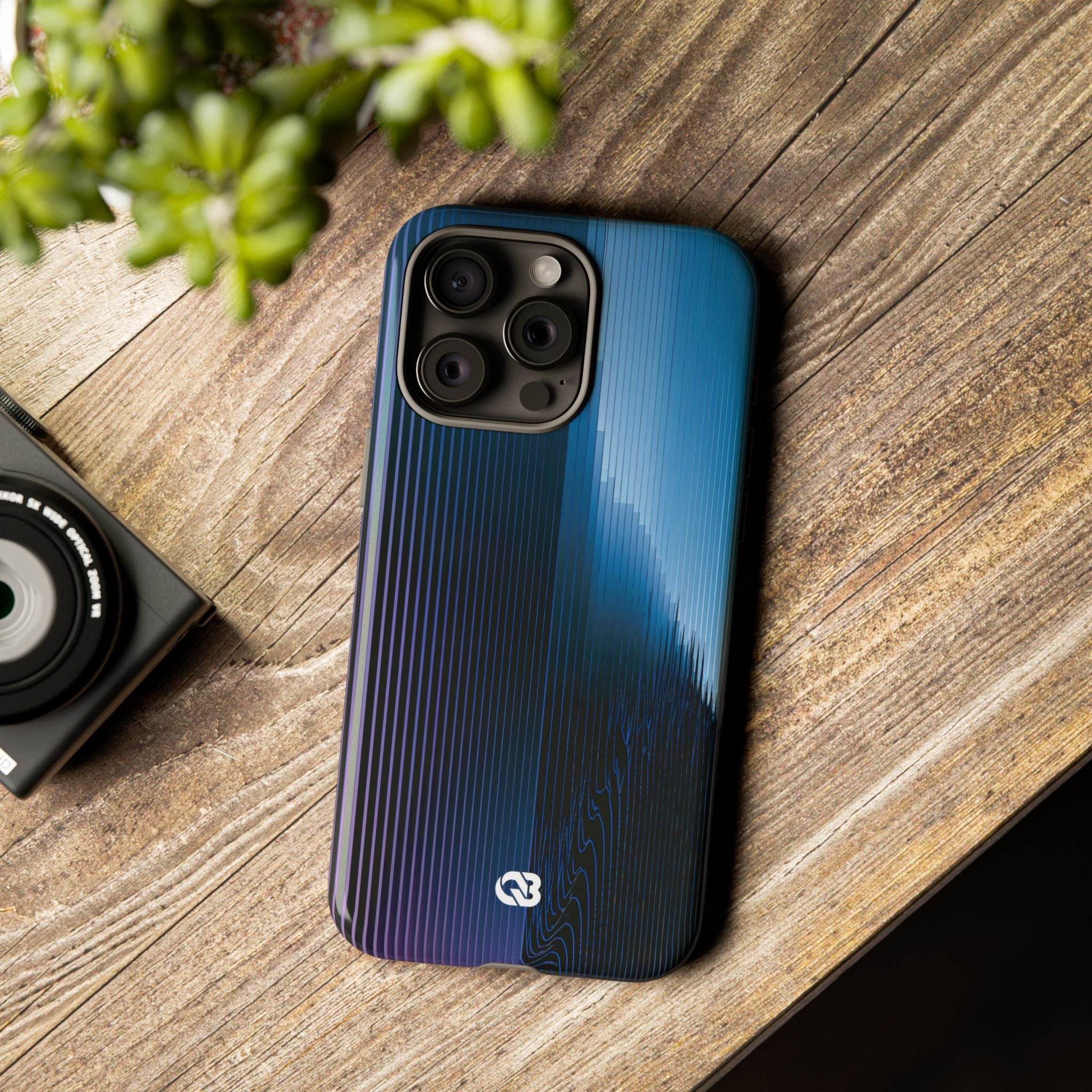 Blue Tough Phone Case for iPhone - Indigo Distortion Wave