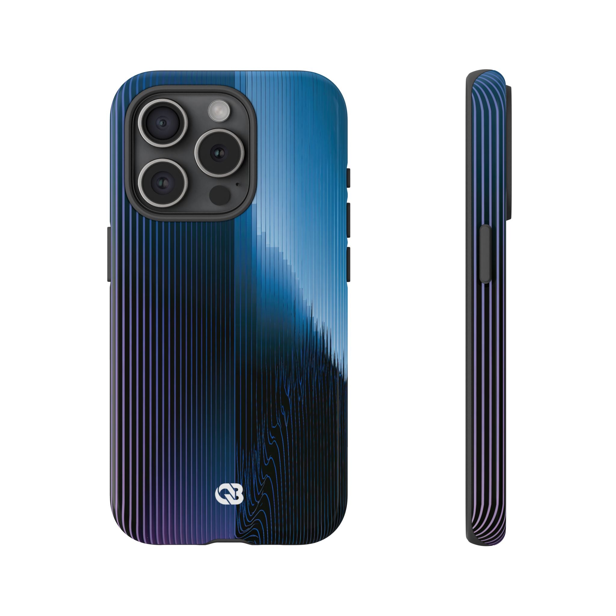 Blue Tough Phone Case for iPhone - Indigo Distortion Wave