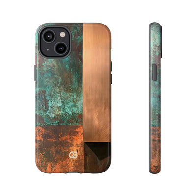 Teal Tough Phone Case for iPhone - Verdigris Copper Slab