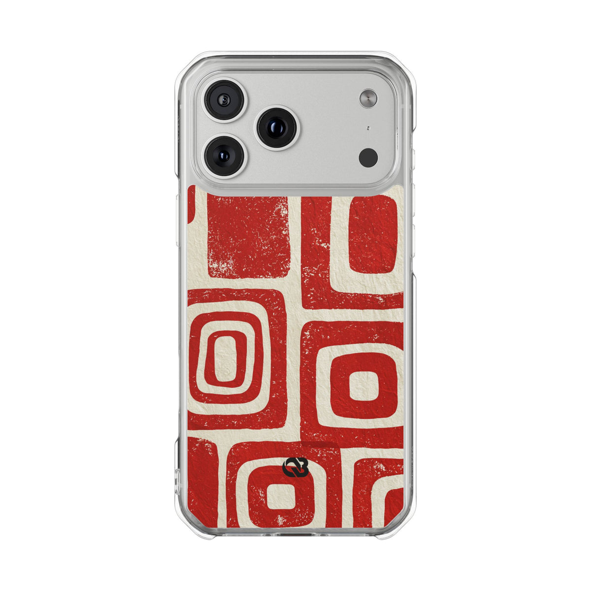 Vermilion Block Motif · Clear Impact Magnetic Phone Case for iPhone · Red