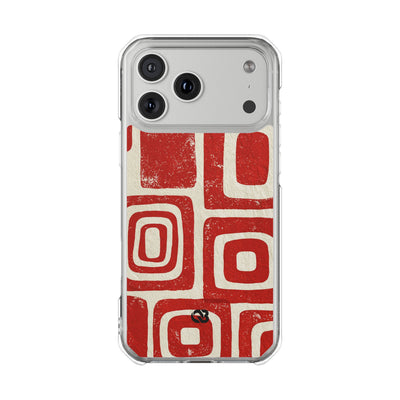 Vermilion Block Motif · Clear Impact Magnetic Phone Case for iPhone · Red