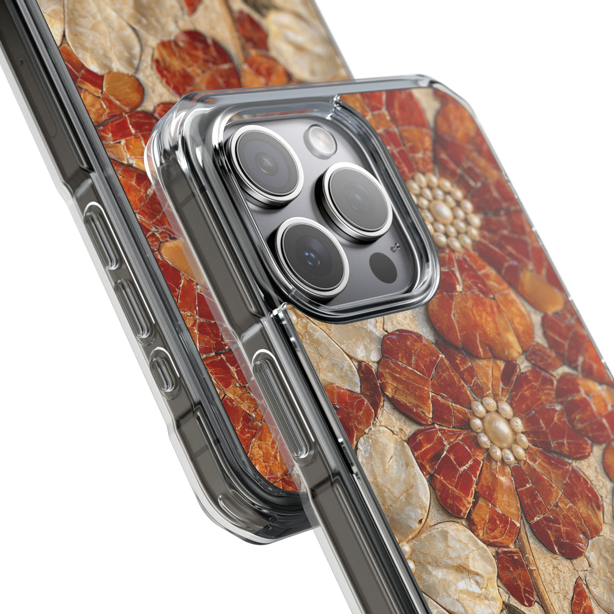 Carnelian Pearl Bloom · Clear Impact Magnetic Phone Case for iPhone · Orange