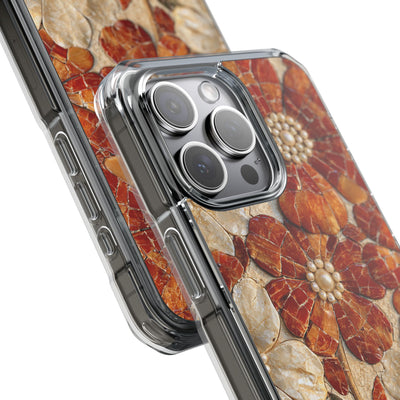 Carnelian Pearl Bloom · Clear Impact Magnetic Phone Case for iPhone · Orange