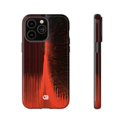 Red Tough Phone Case for iPhone - Crimson Frequency Pulse