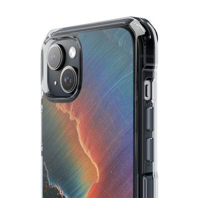 Prismatic Aura Shift · Clear Impact Magnetic Phone Case for iPhone · Blue